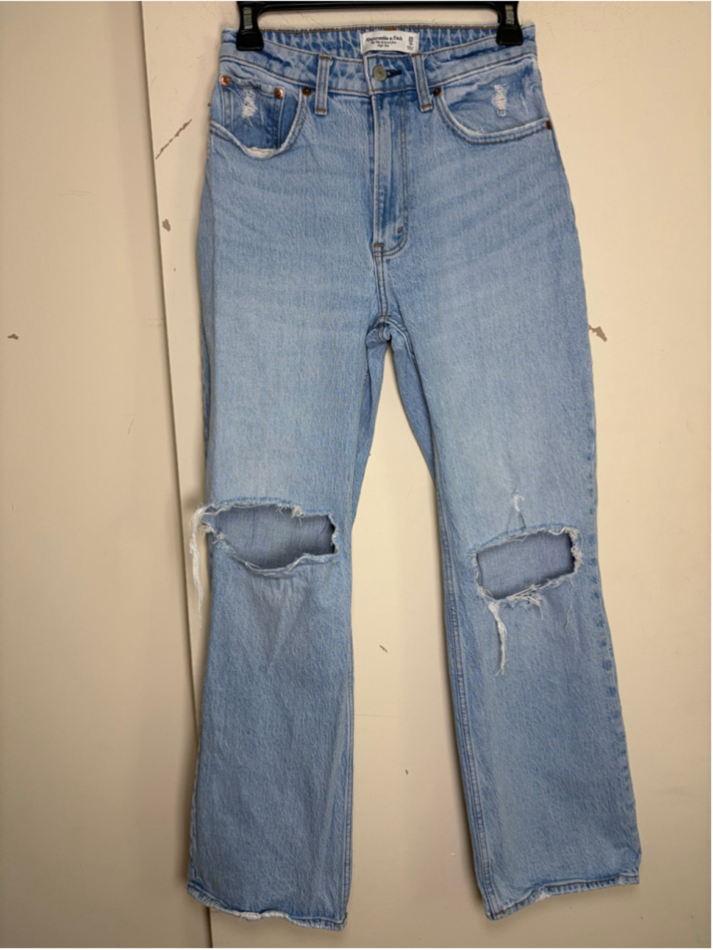 Abercrombie Fitch Curve Love 90s Relaxed High Rise Jeans 25/0S Distressed Light